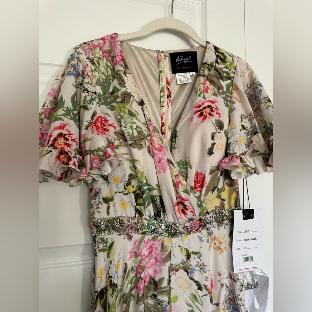 Mac Duggal‎ Floral Faux Wrap Flutter Sleeve A-line Gown- NWT 2 - Picture 5 of 10